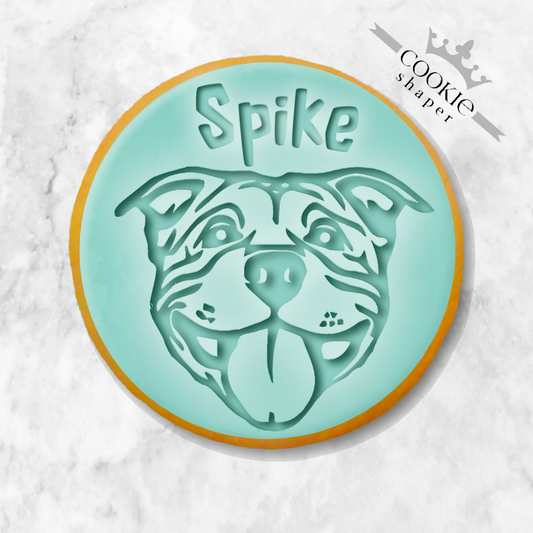 Cookie Stamp and Cookie Cutter Embosser- American Bully with Personalized Name