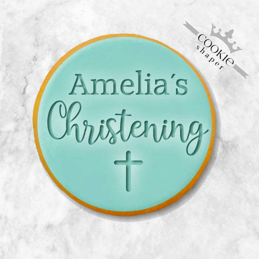 Cookie Stamp and Cookie Cutter Embosser | Christening with Personalized Name