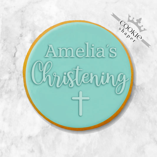 Cookie Stamp and Cookie Cutter Reverse Embosser | Christening with Personalized Name