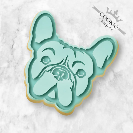 Cookie Stamp and Cookie Cutter Embosser- French Bulldog Cutter Shaped