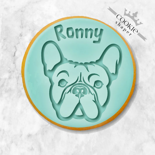 Cookie Stamp and Cookie Cutter Embosser- French Bulldog with Personalized Name