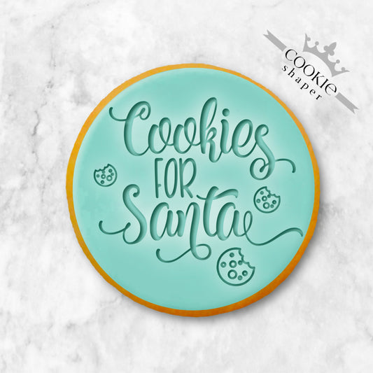 Custom Cookie Stamp and Cookie Cutter Cookies for Santa. This beautiful Christmas Santa biscuit embosser is designed for creating fully personalized cookies and biscuits. Perfect as Christmas gift to wish family and friends a Merry Christmas with a unique personal toutch.