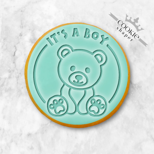 Cookie Stamp and Cookie Cutter Embosser- Personalized Baby Teddy By Cookie Shaper