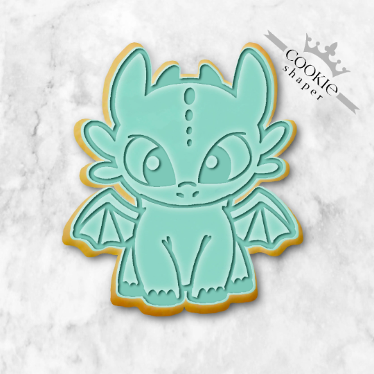 Cookie Cutter and Cookie Stamp | Birthday Baby Dragon, Bisquit Embosser Custom Cutter