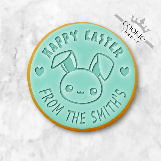 Cookie Stamp and Cookie Cutter Custom - Easter Bunny with Personalised Family Name by Cookie Shaper