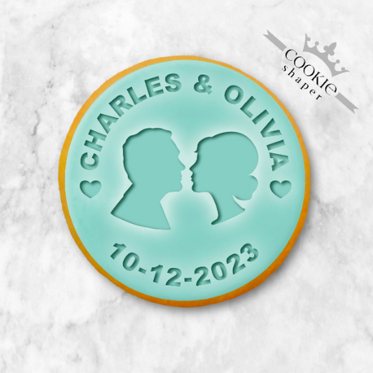 Custom Cookie Stamp and Cookie Cutter, Wedding Anniversary, Profiles With Personalised Name