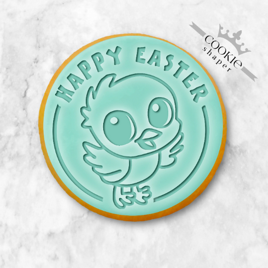 Custom Cookie Stamp and Cookie Cutter, Easter Chicken with Personalised Message by Cookie Shaper