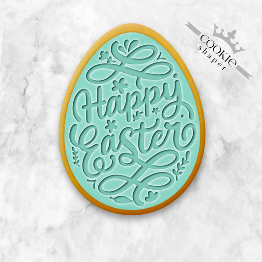 Cookie Stamp and Cookie Cutter Custom - Easter Egg Happy Easter