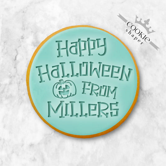 Custom Cookie Stamp and Cookie Cutter, Embosser, Halloween Pumpkin | with Family Name